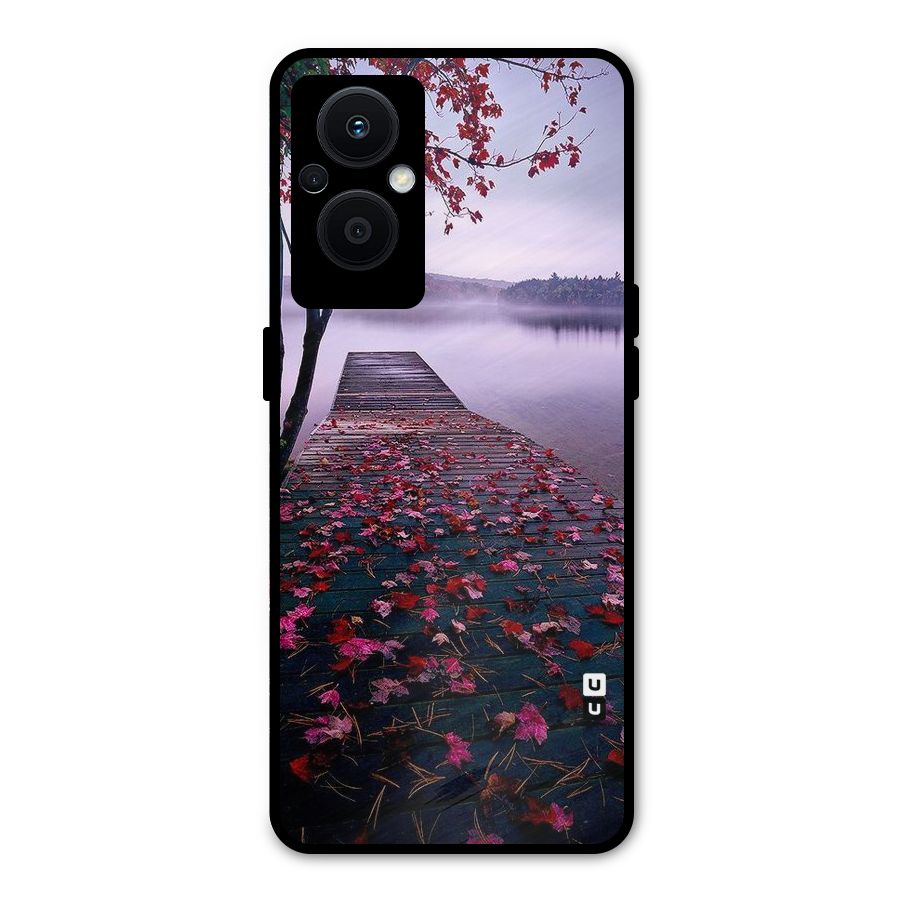 Cherry Blossom Dock Metal Back Case for Oppo F21 Pro 5G