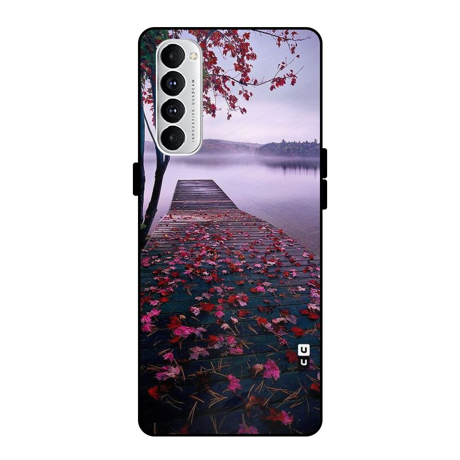 Cherry Blossom Dock Metal Back Case for Oppo Reno4 Pro