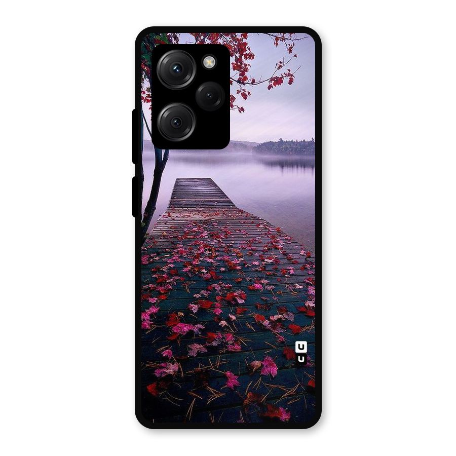 Cherry Blossom Dock Metal Back Case for Poco X5 Pro