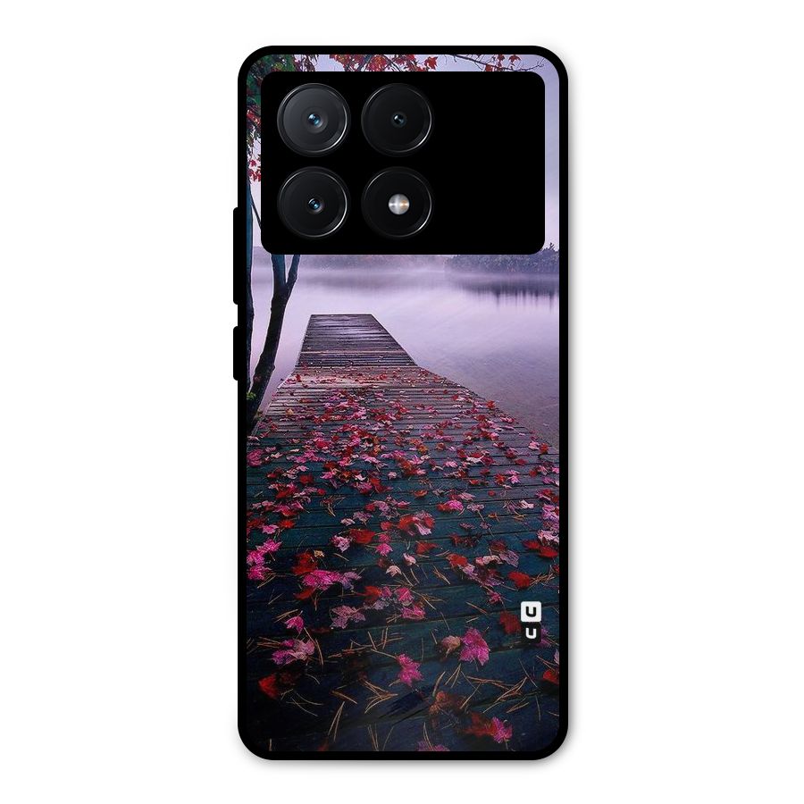 Cherry Blossom Dock Metal Back Case for Poco X6 Pro