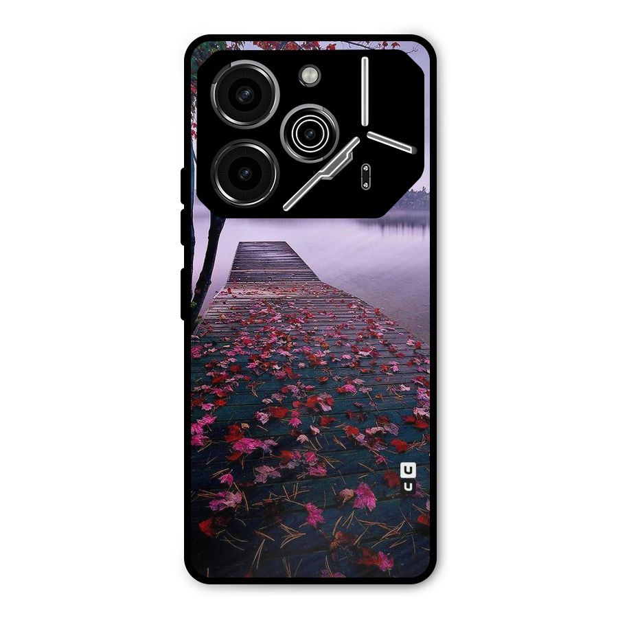 Cherry Blossom Dock Metal Back Case for Tecno Pova 6 Pro
