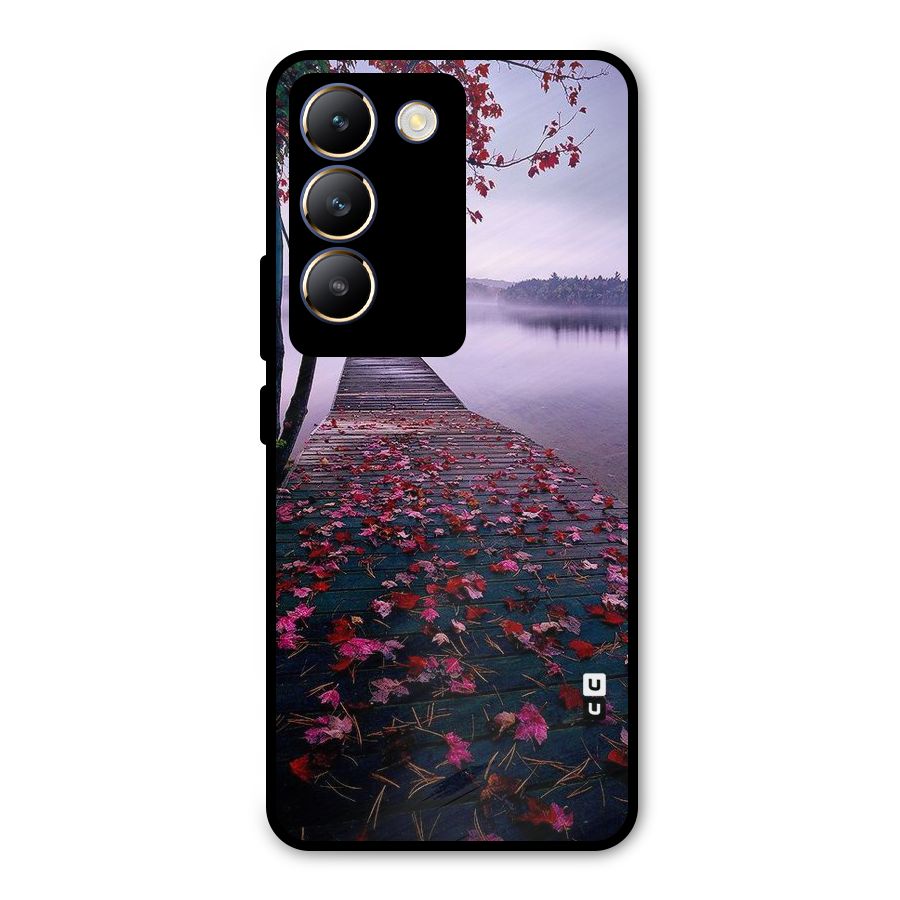 Cherry Blossom Dock Metal Back Case for Vivo T3 5G
