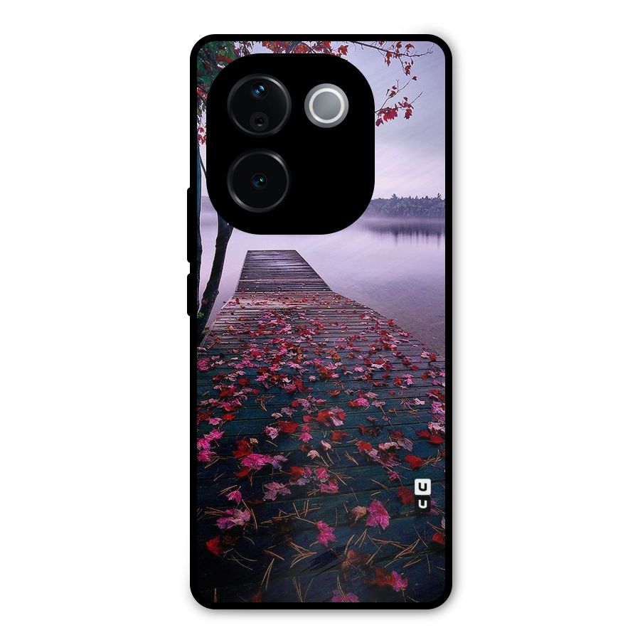 Cherry Blossom Dock Metal Back Case for Vivo T3 Pro