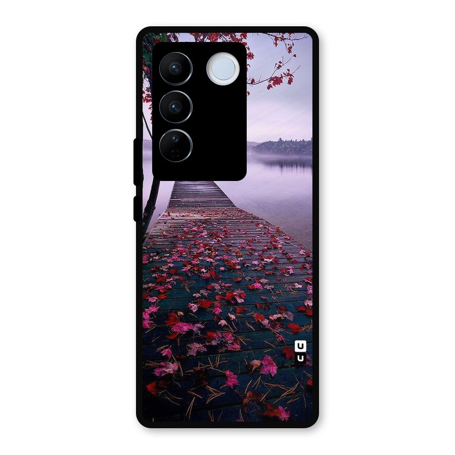 Cherry Blossom Dock Metal Back Case for Vivo V27