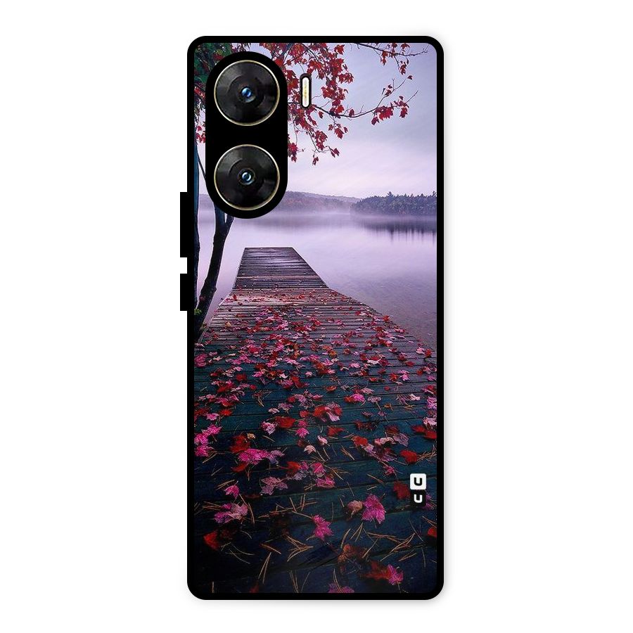 Cherry Blossom Dock Metal Back Case for Vivo V29e