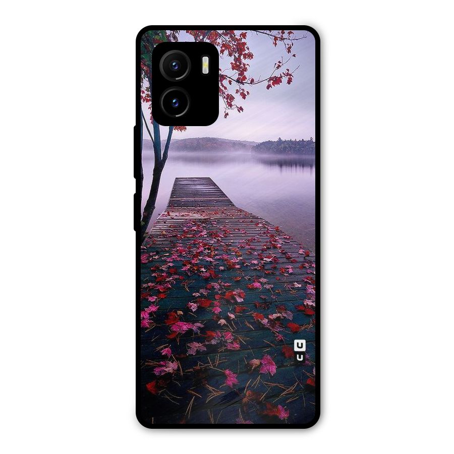 Cherry Blossom Dock Metal Back Case for Vivo Y15s