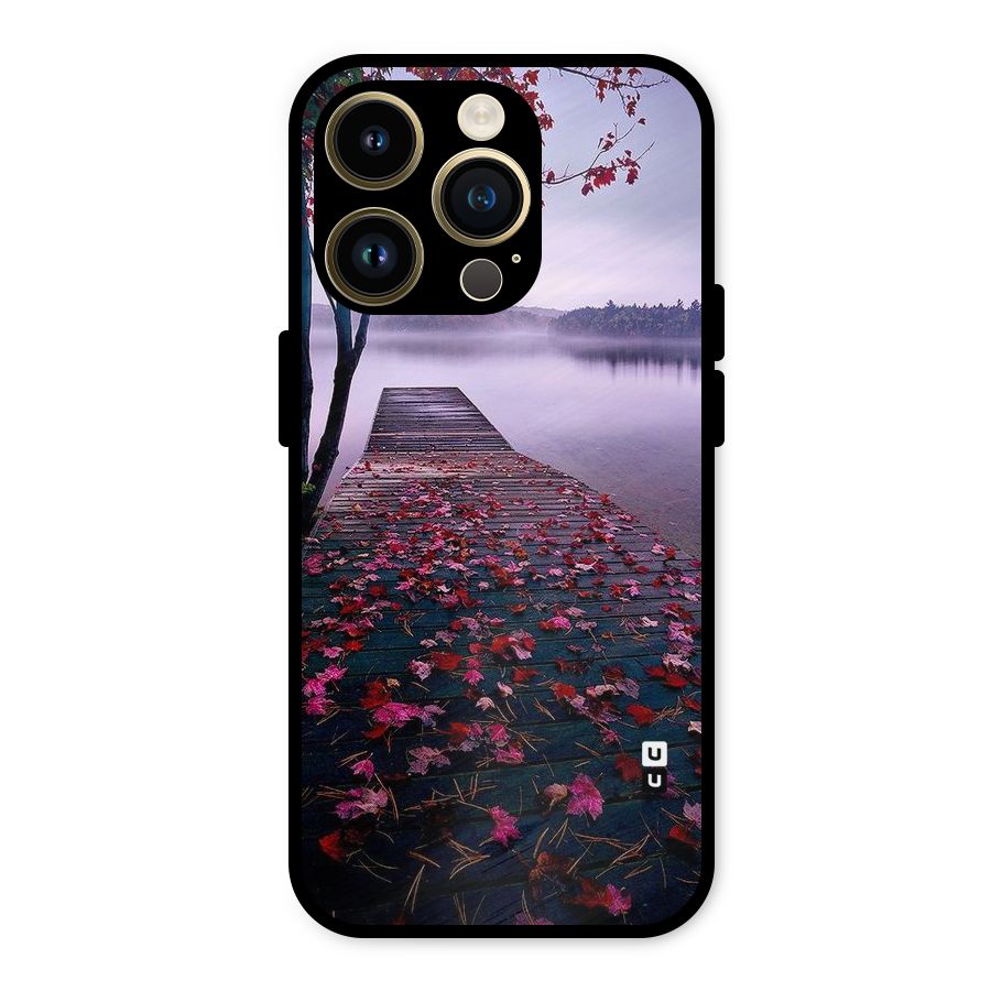 Cherry Blossom Dock Metal Back Case for iPhone 14 Pro