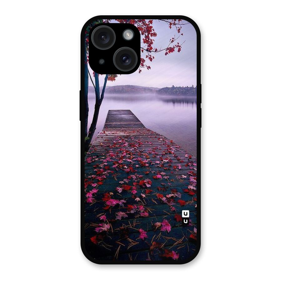 Cherry Blossom Dock Metal Back Case for iPhone 15