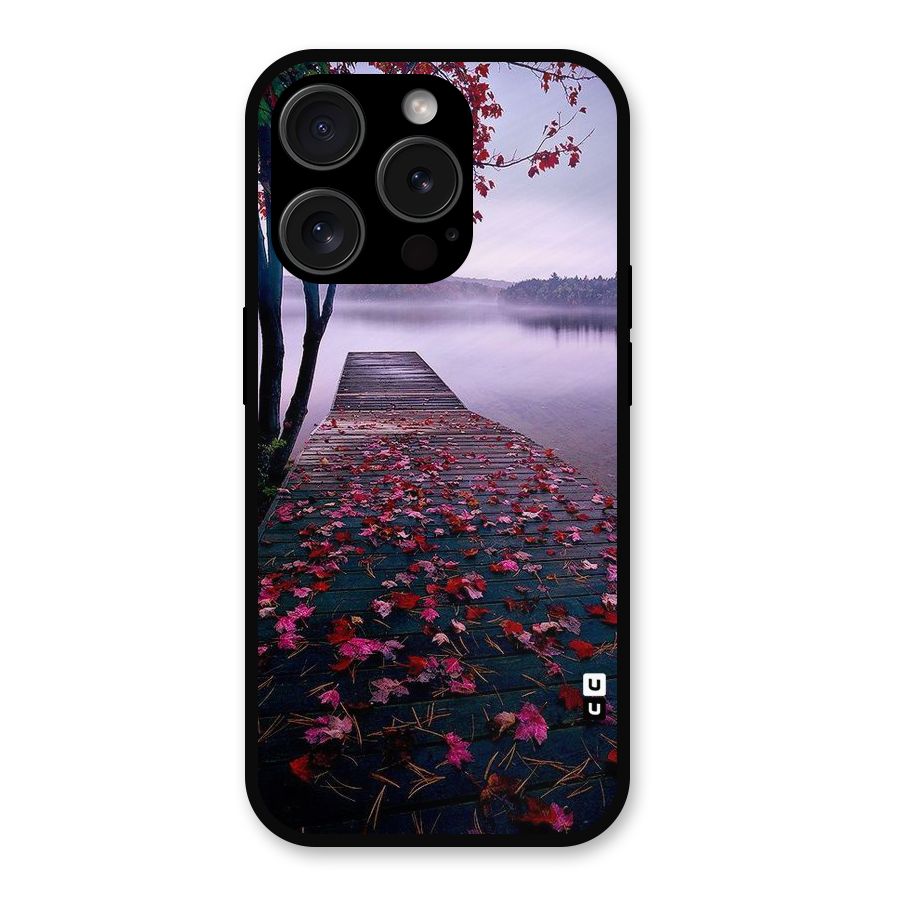 Cherry Blossom Dock Metal Back Case for iPhone 15 Pro