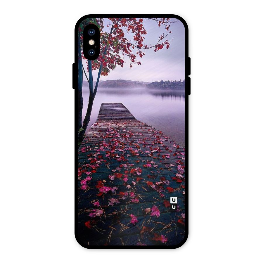 Cherry Blossom Dock Metal Back Case for iPhone XS Max