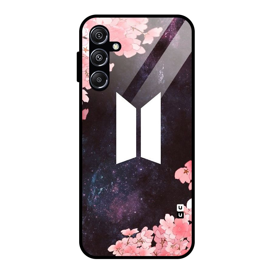 Cherry Blossom Pause Design Glass Back Case for Galaxy M34 5G