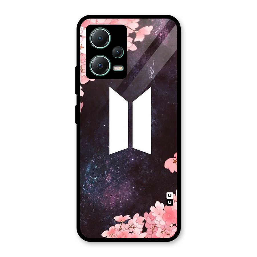 Cherry Blossom Pause Design Glass Back Case for Poco X5