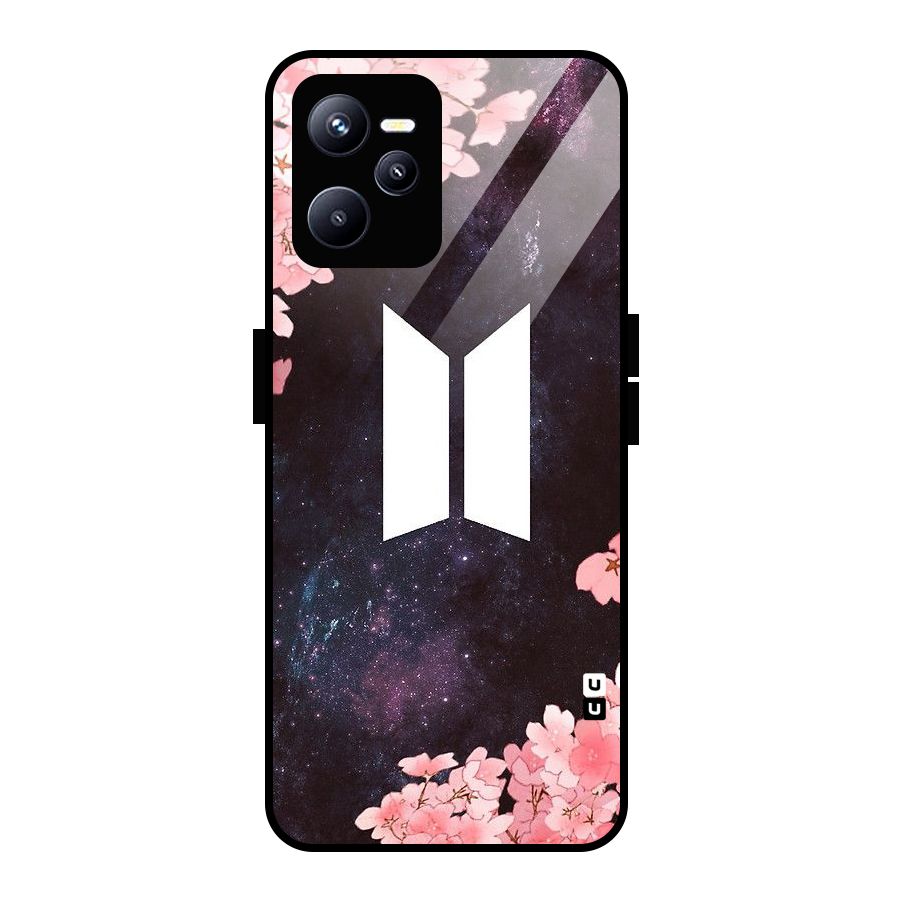 Cherry Blossom Pause Design Glass Back Case for Realme C35