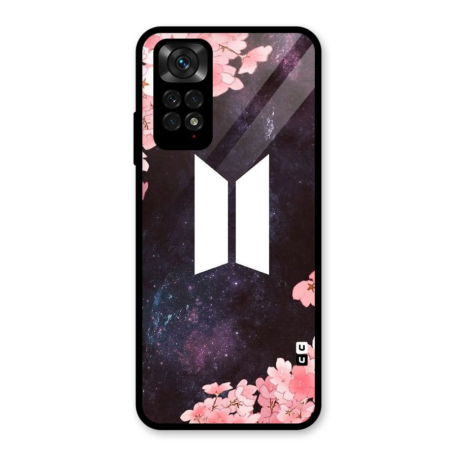 Cherry Blossom Pause Design Glass Back Case for Redmi Note 11S