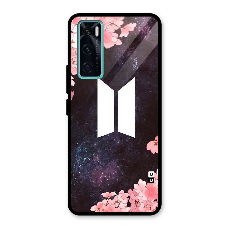 Cherry Blossom Pause Design Glass Back Case for Vivo V20 SE