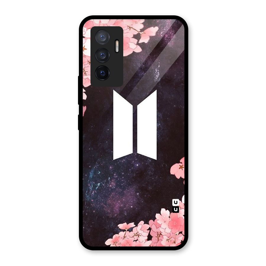 Cherry Blossom Pause Design Glass Back Case for Vivo V23e