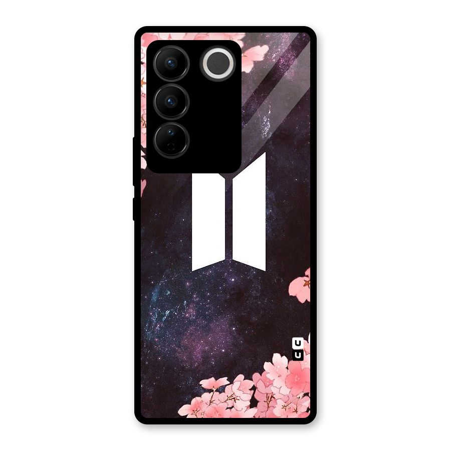 Cherry Blossom Pause Design Glass Back Case for Vivo V27