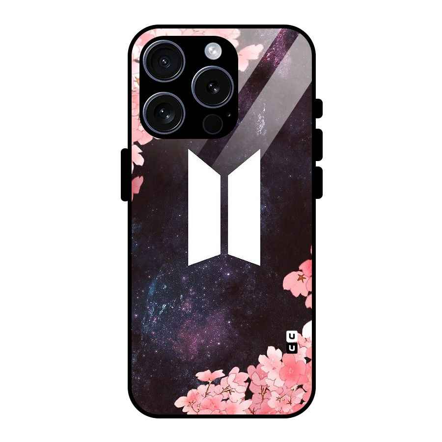 Cherry Blossom Pause Design Glass Back Case for iPhone 15 Pro
