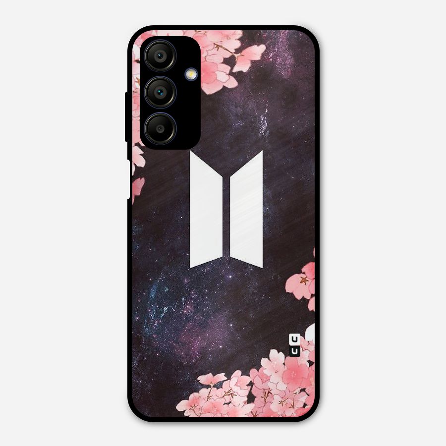 Cherry Blossom Pause Design Metal Back Case for Galaxy A15 5G