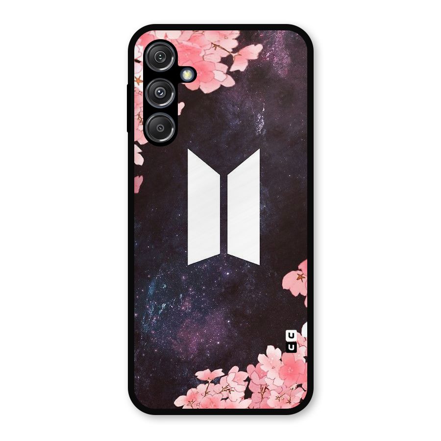 Cherry Blossom Pause Design Metal Back Case for Galaxy M34 5G