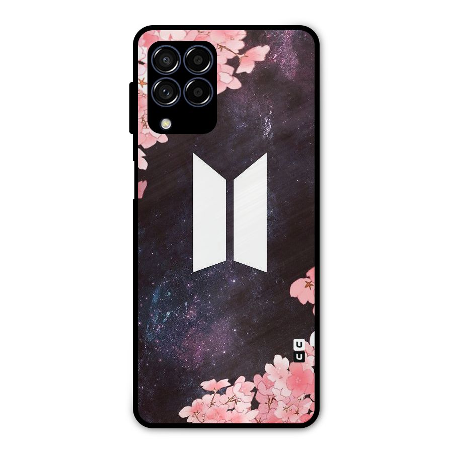 Cherry Blossom Pause Design Metal Back Case for Galaxy M53 5G