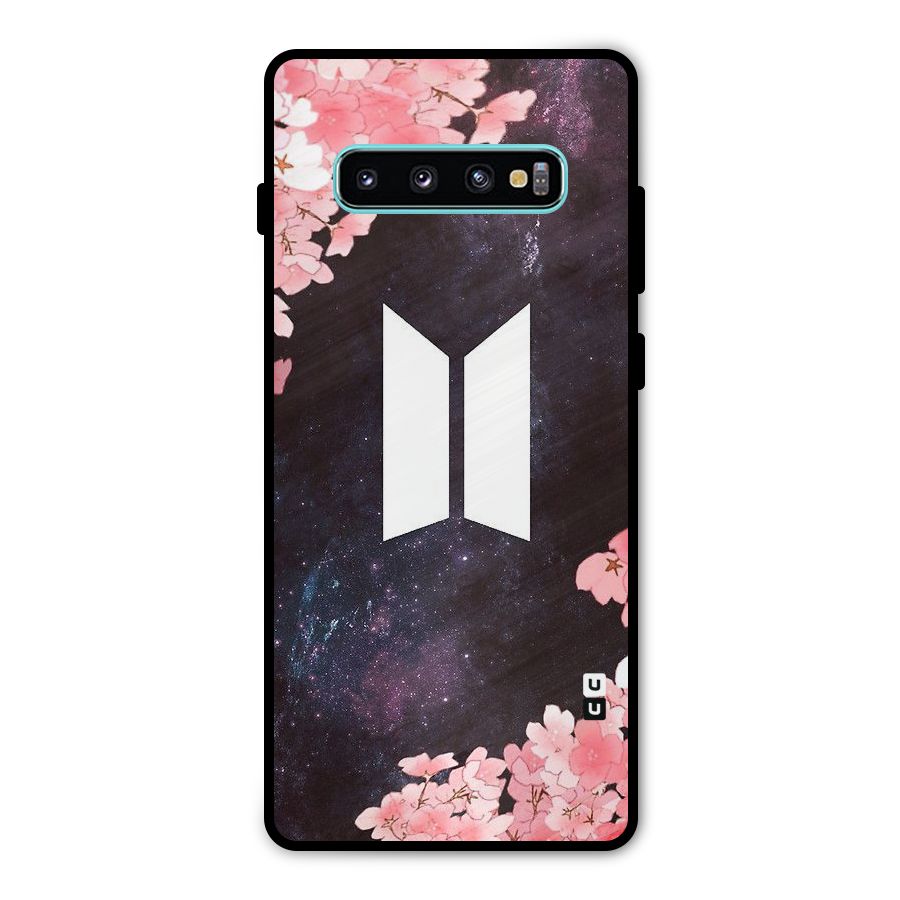 Cherry Blossom Pause Design Metal Back Case for Galaxy S10 Plus