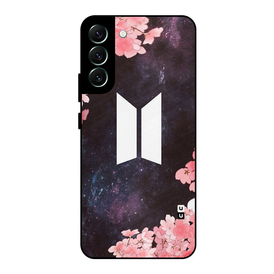 Cherry Blossom Pause Design Metal Back Case for Galaxy S22 Plus 5G