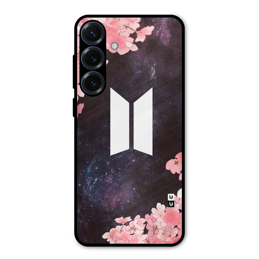 Cherry Blossom Pause Design Metal Back Case for Galaxy S25 Plus