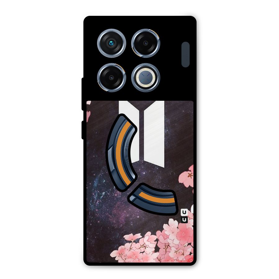 Cherry Blossom Pause Design Metal Back Case for Infinix GT 20 Pro