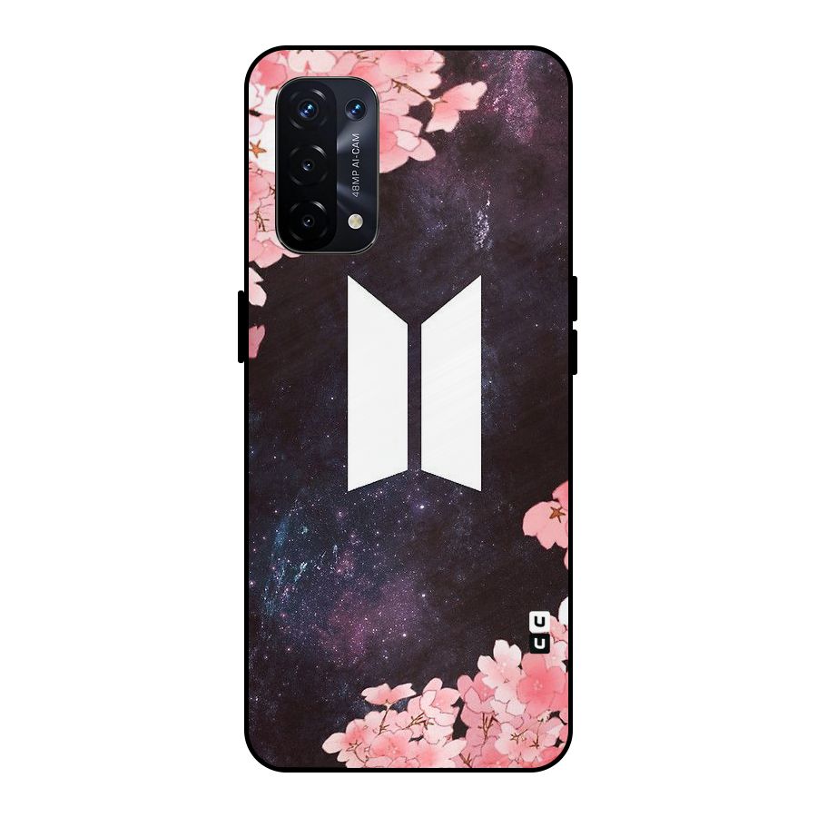 Cherry Blossom Pause Design Metal Back Case for Oppo A74 5G