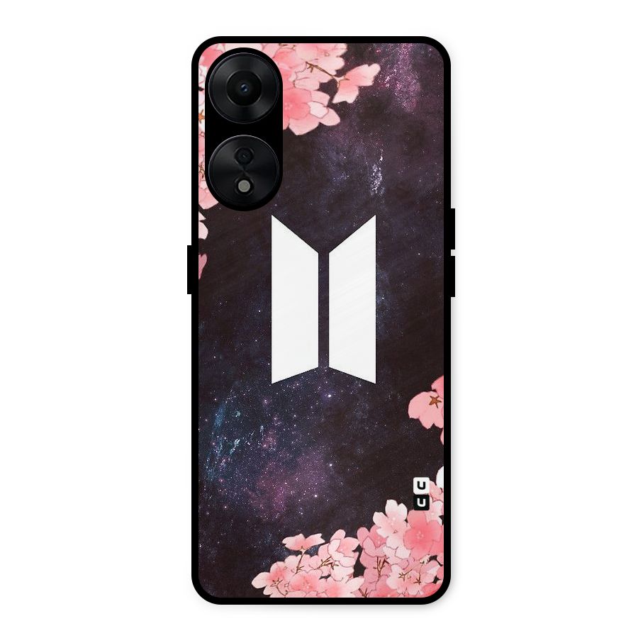 Cherry Blossom Pause Design Metal Back Case for Oppo A78 5G