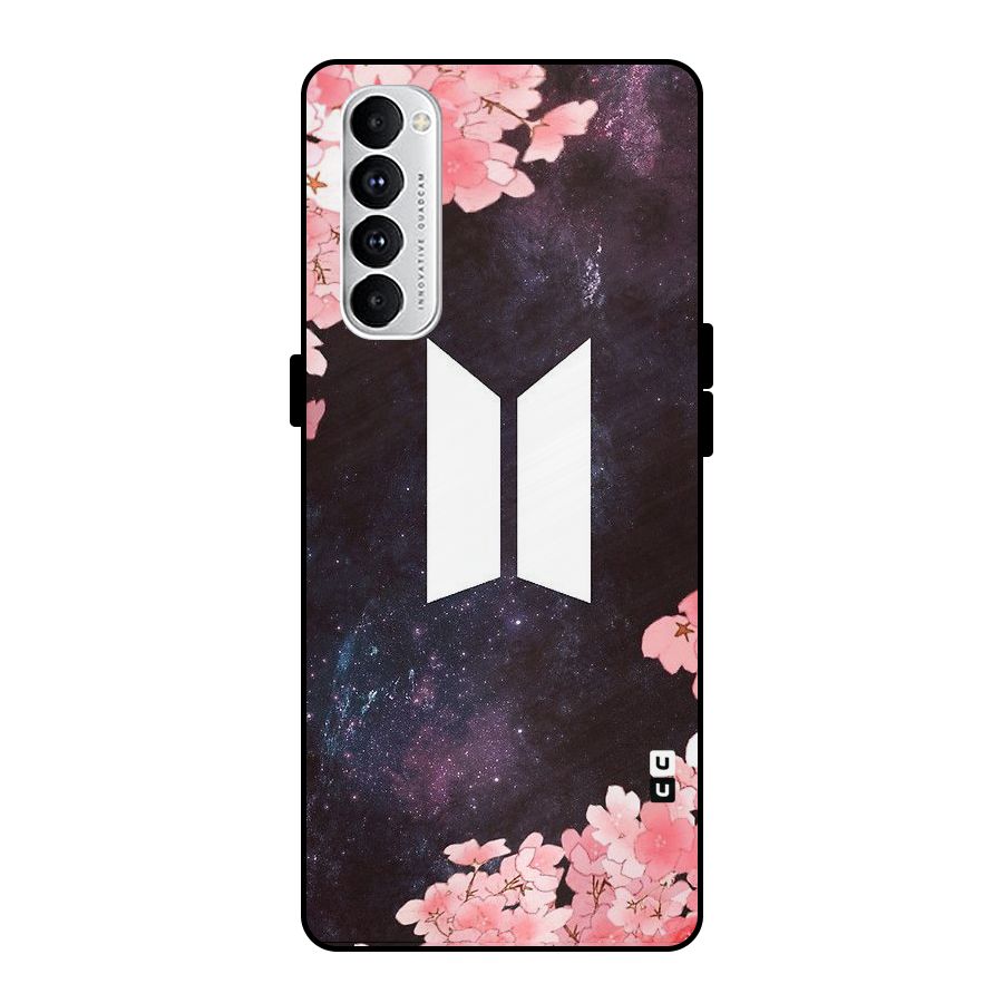 Cherry Blossom Pause Design Metal Back Case for Oppo Reno4 Pro