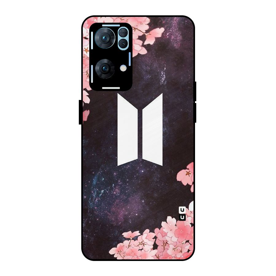 Cherry Blossom Pause Design Metal Back Case for Oppo Reno7 Pro 5G