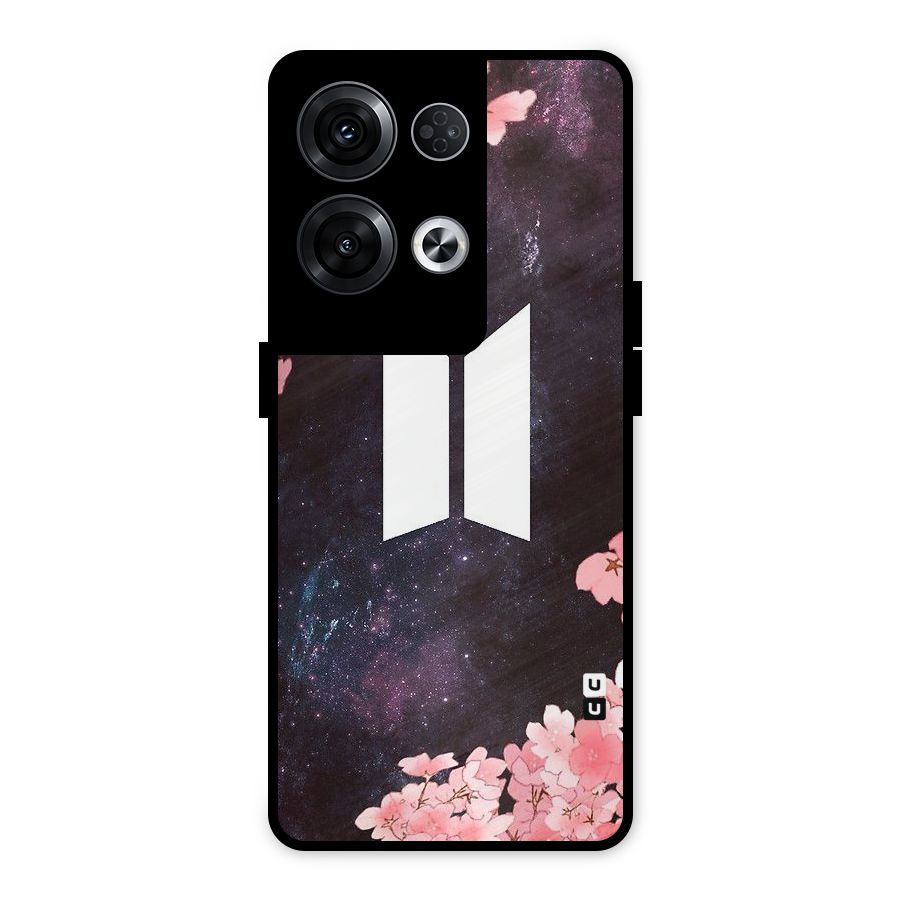 Cherry Blossom Pause Design Metal Back Case for Oppo Reno8 Pro 5G