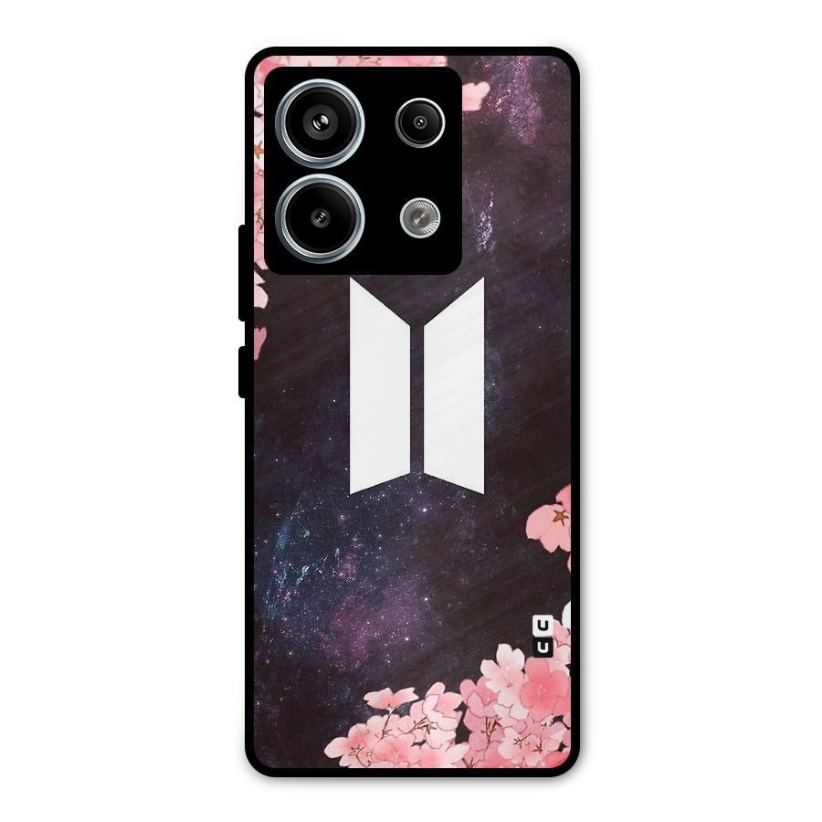 Cherry Blossom Pause Design Metal Back Case for Redmi Note 13 Pro 5G
