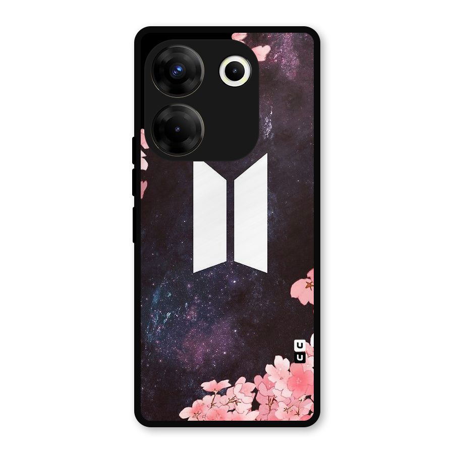 Cherry Blossom Pause Design Metal Back Case for Tecno Camon 20