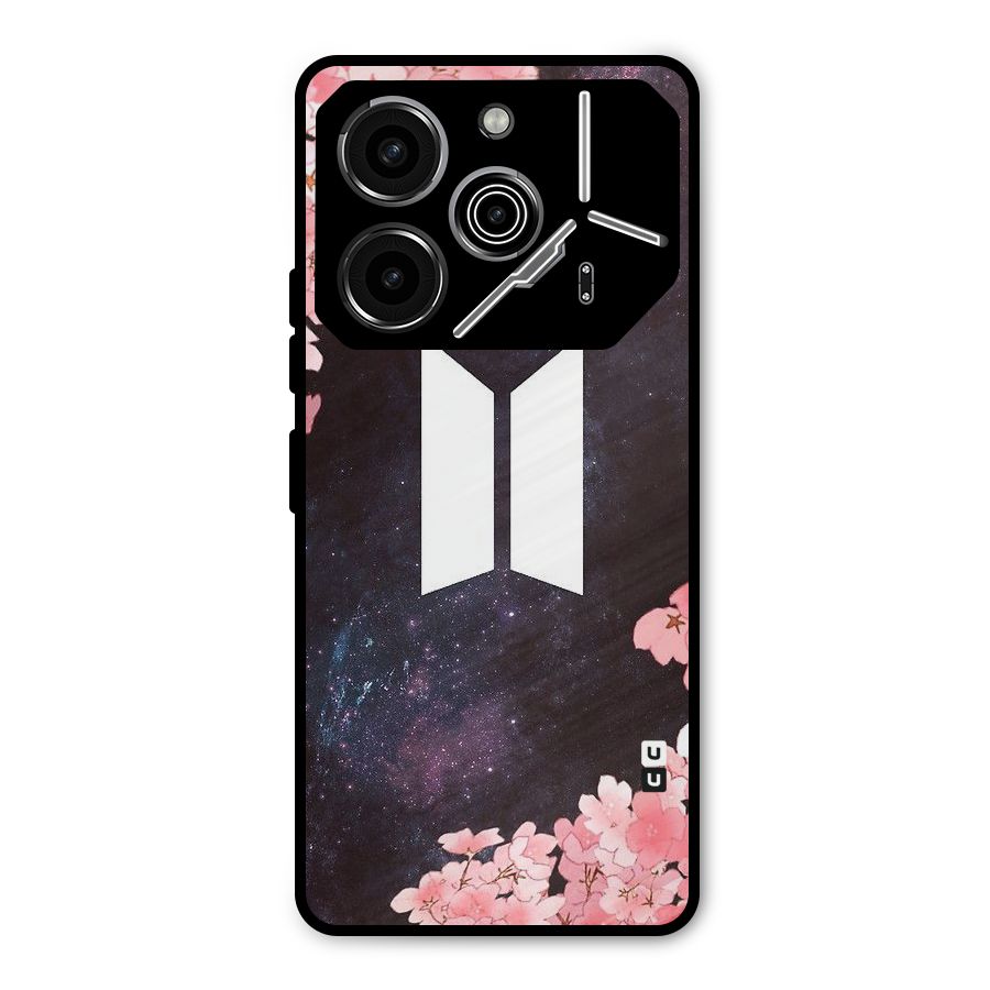 Cherry Blossom Pause Design Metal Back Case for Tecno Pova 6 Pro