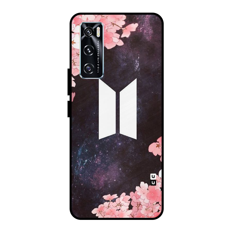 Cherry Blossom Pause Design Metal Back Case for Vivo V20 SE