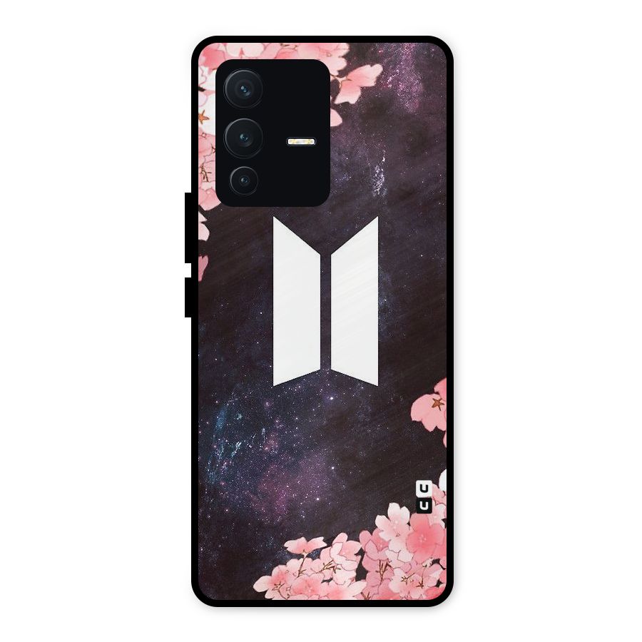 Cherry Blossom Pause Design Metal Back Case for Vivo V23 5G