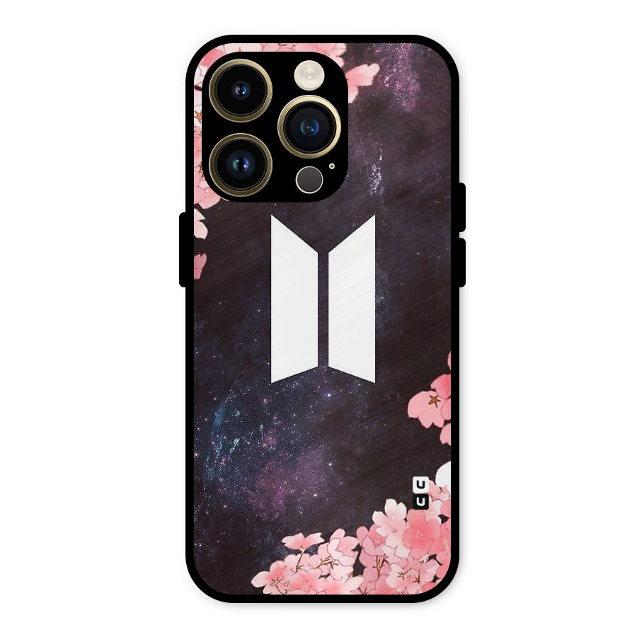 Cherry Blossom Pause Design Metal Back Case for iPhone 14 Pro