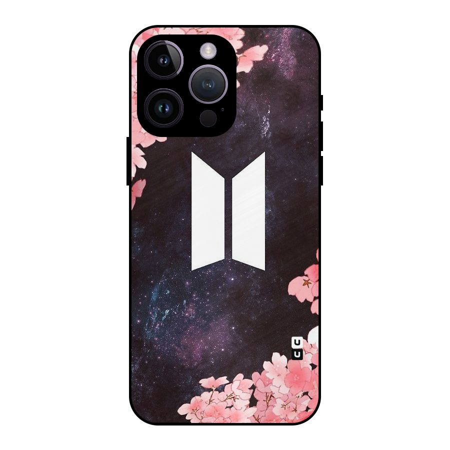 Cherry Blossom Pause Design Metal Back Case for iPhone 14 Pro Max