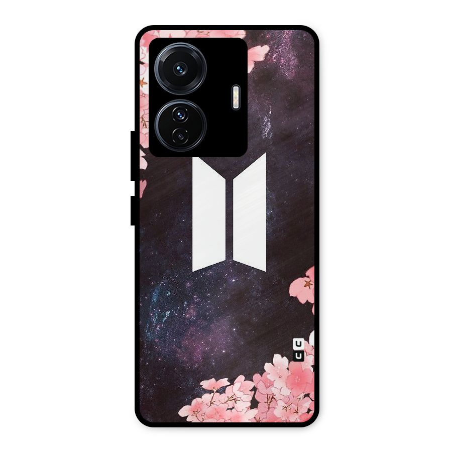 Cherry Blossom Pause Design Metal Back Case for iQOO Z6