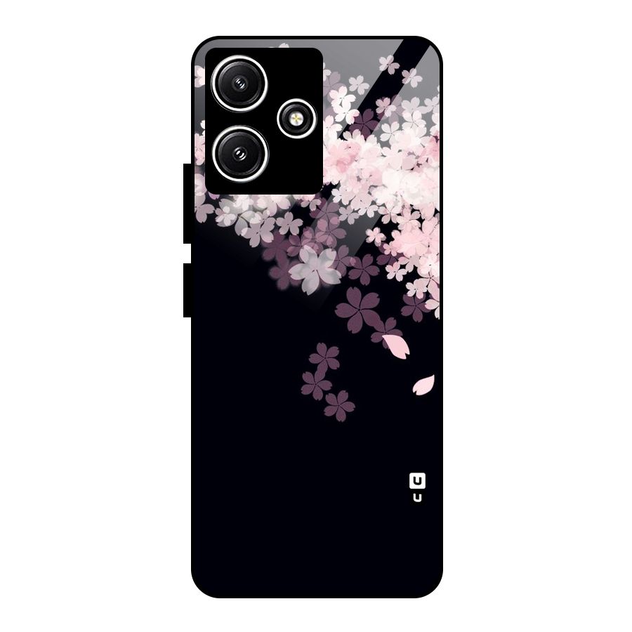 Cherry Flowers Pink Glass Back Case for Poco M6 Pro
