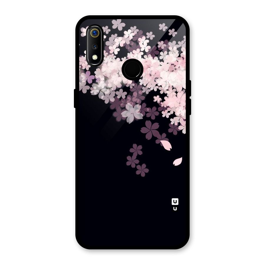 Cherry Flowers Pink Glass Back Case for Realme 3i