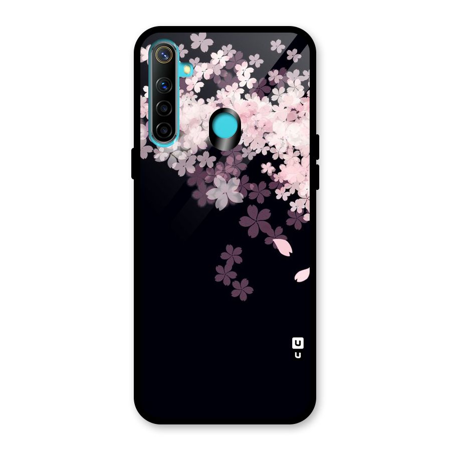 Cherry Flowers Pink Glass Back Case for Realme 5i