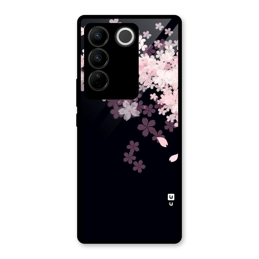 Cherry Flowers Pink Glass Back Case for Vivo V27