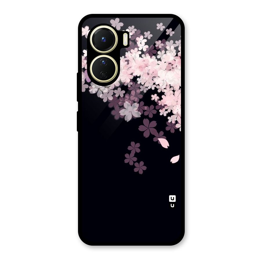 Cherry Flowers Pink Glass Back Case for Vivo Y56