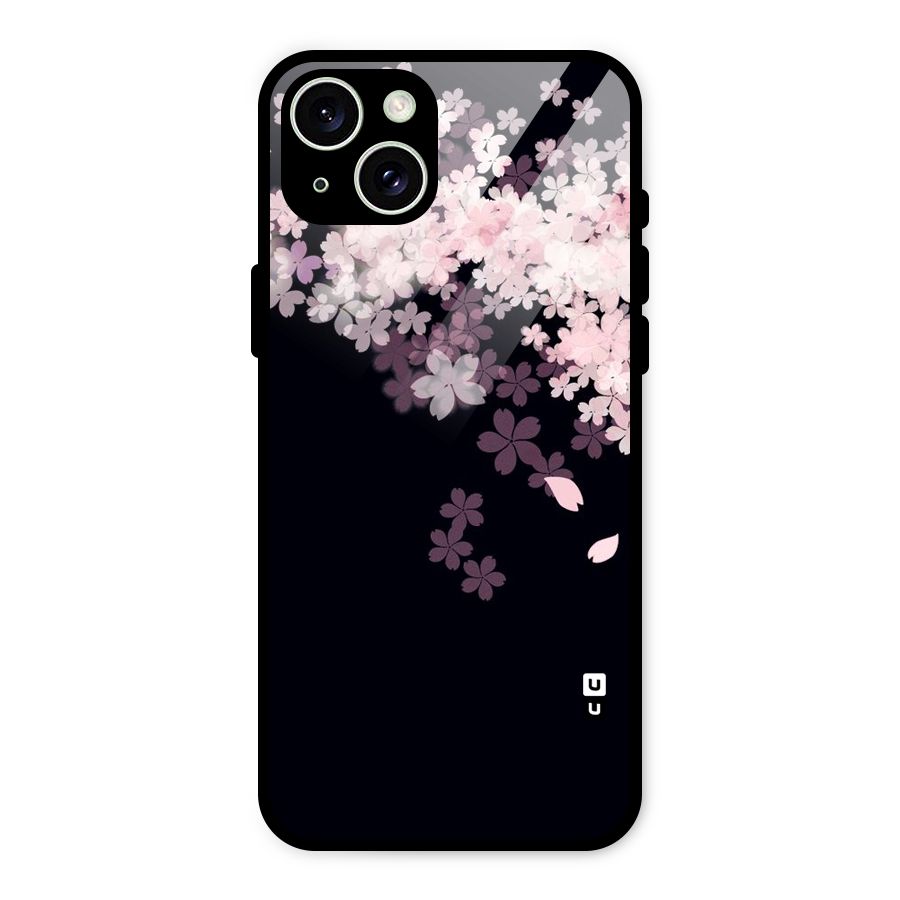 Cherry Flowers Pink Glass Back Case for iPhone 15 Plus