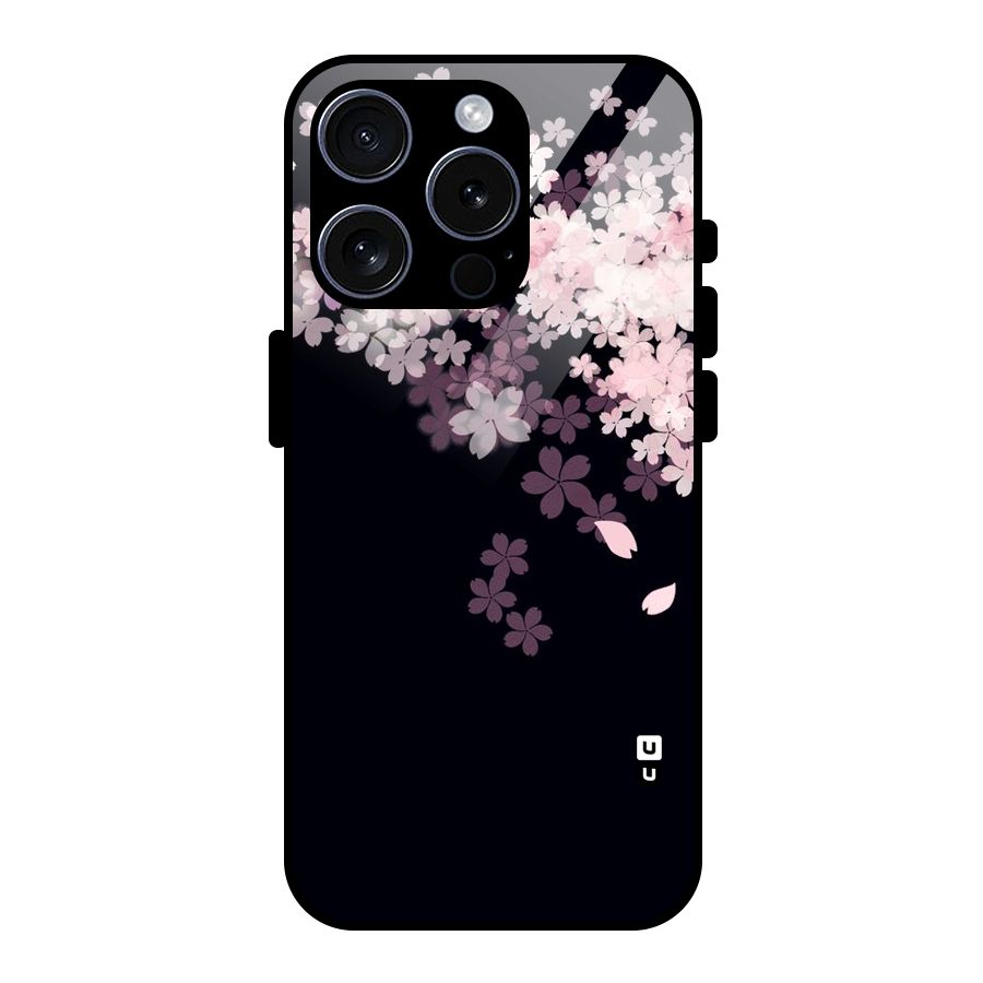 Cherry Flowers Pink Glass Back Case for iPhone 15 Pro
