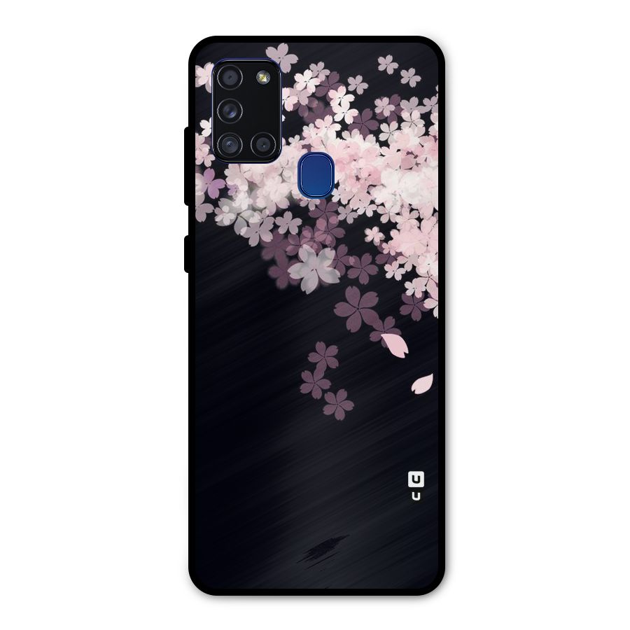 Cherry Flowers Pink Metal Back Case for Galaxy A21s